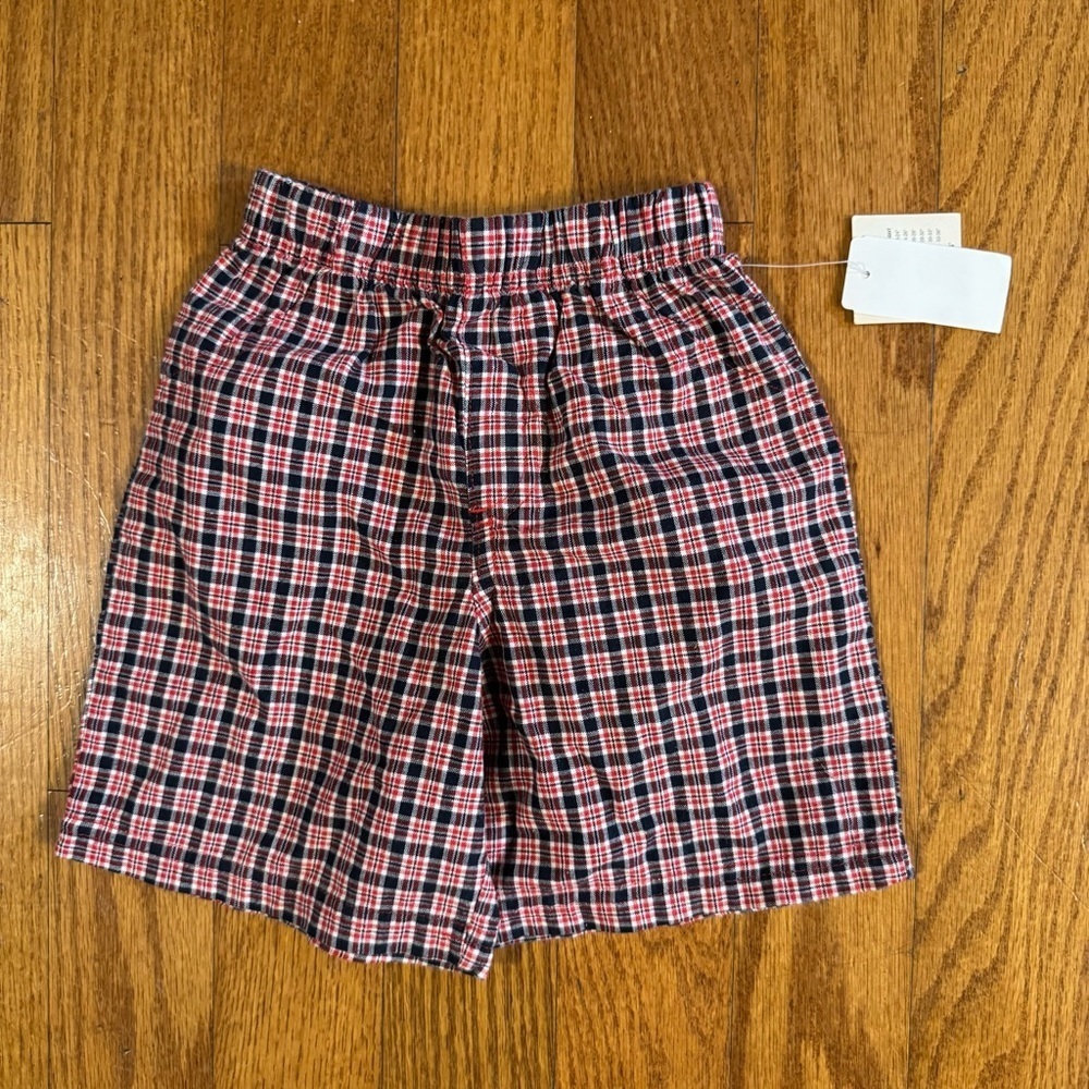 NWT KRU Supplies Red and Blue Plaid Shorts Size 24M